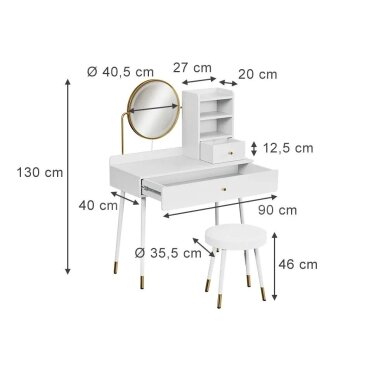 Kosmetinis staliukas MIRELA su LED veidrodžiu ir kėdute 6 Kosmetinis staliukas MIRELA su LED veidrodžiu ir kėdute 6