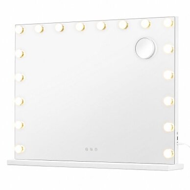 Kosmetinis veidrodis su LED apšvietimu ir įkrovimo lizdais, 60 x 80 cm Kosmetinis veidrodis su LED apšvietimu ir įkrovimo lizdais, 60 x 80 cm