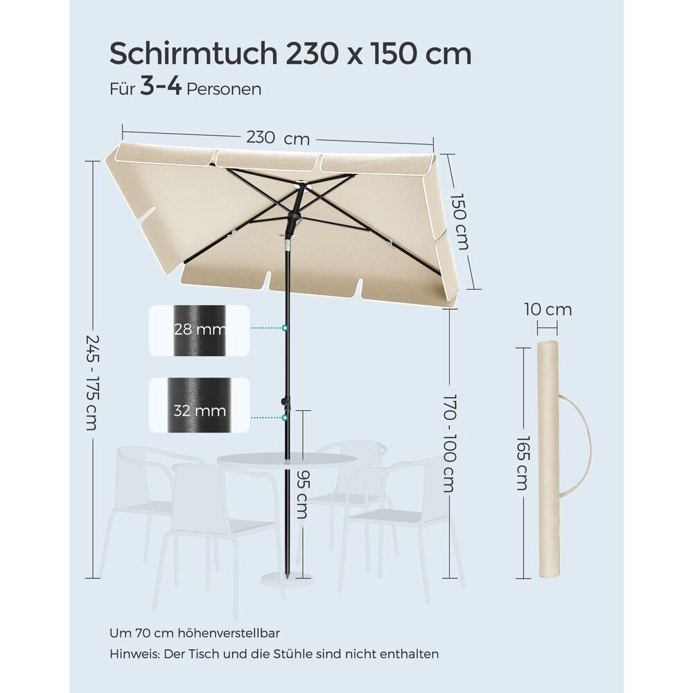 Lauko skėtis su transportavimo krepšiu, 230 x 150 cm (Ekspozicinė prekė) 6 Lauko skėtis su transportavimo krepšiu, 230 x 150 cm (Ekspozicinė prekė) 6