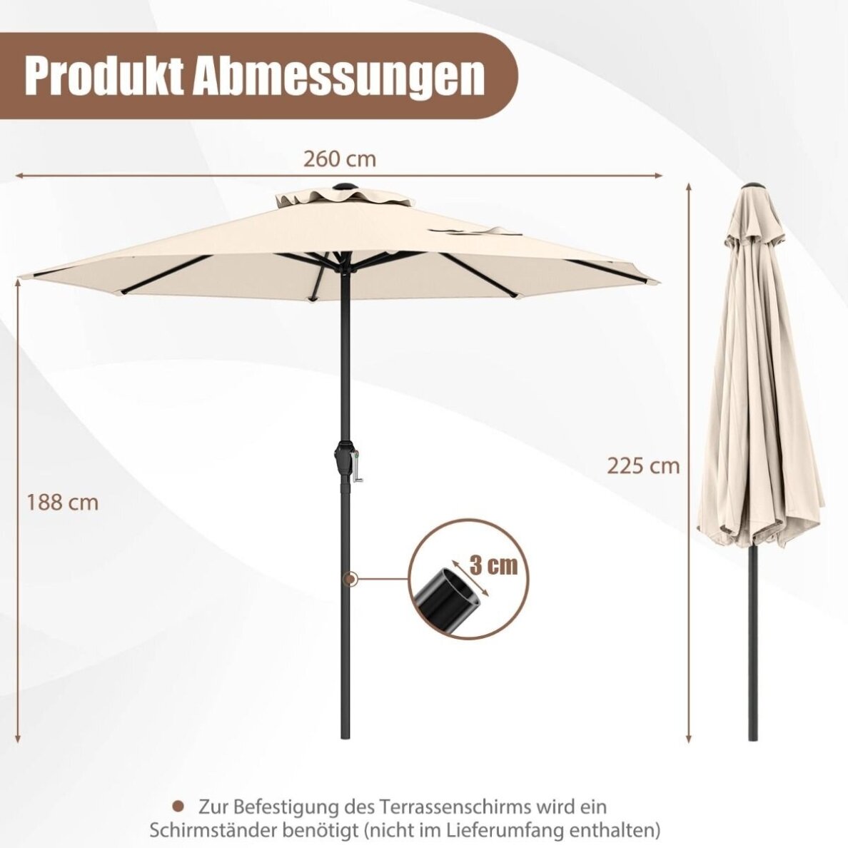 Lauko skėtis, Ø260 cm 6 Lauko skėtis, Ø260 cm 6