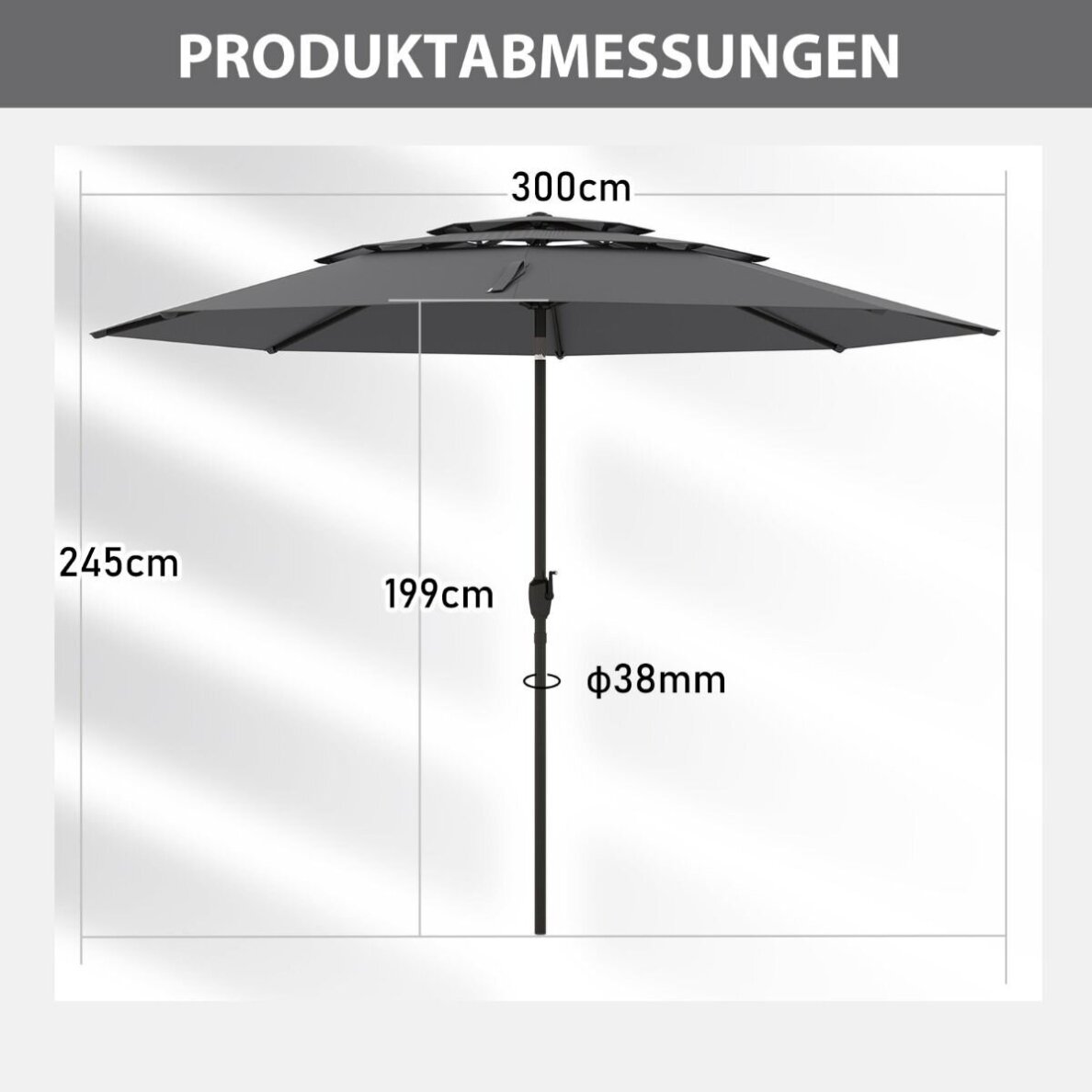 Lauko skėtis, Ø300 cm 7 Lauko skėtis, Ø300 cm 7