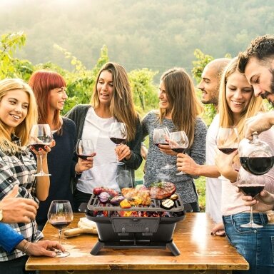 Hibachi tipo surenkamas turistinis ketaus stalo grilis