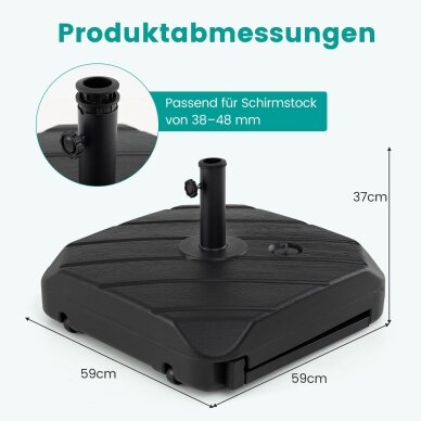 Užpildomas lauko skėčio stovas su ratukais ir rankena, 95 kg, iki 48 mm stiebui 8 Užpildomas lauko skėčio stovas su ratukais ir rankena, 95 kg, iki 48 mm stiebui 8