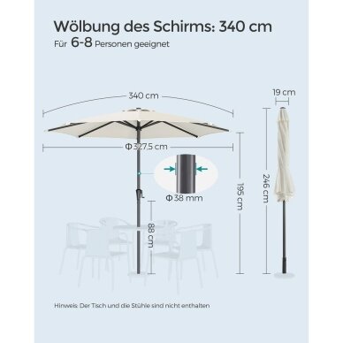 Lauko skėtis, Ø330 cm 6