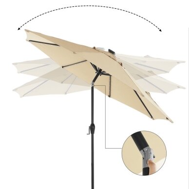 Lauko skėtis su LED apšvietimu nuo saulės baterijos, Ø270 cm 4
