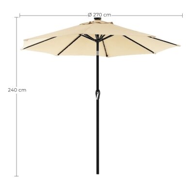 Lauko skėtis su LED apšvietimu nuo saulės baterijos, Ø270 cm 7