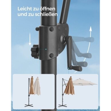 Lauko skėtis su stovu ir LED apšvietimu nuo saulės baterijos, Ø300 cm 5