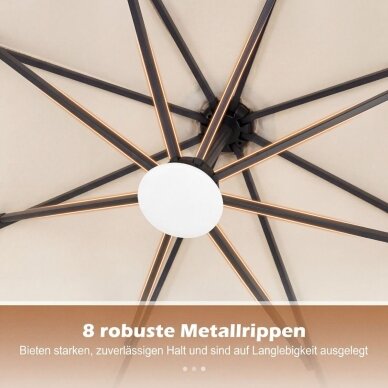 Lauko skėtis su stovu, smėlio maišais ir LED apšvietimu nuo saulės baterijos, Ø300 cm 6 Lauko skėtis su stovu, smėlio maišais ir LED apšvietimu nuo saulės baterijos, Ø300 cm 6