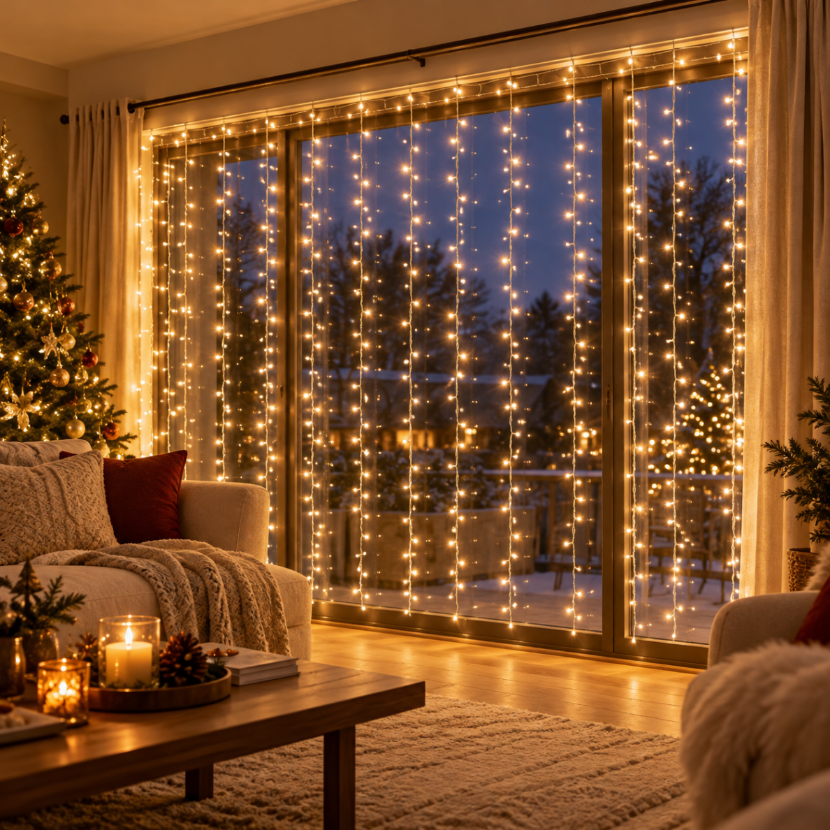 LED girlianda – užuolaida, 3 x 1,4 m 1