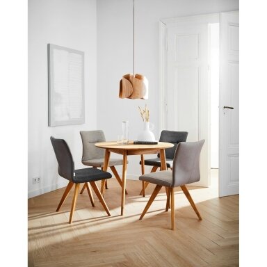 CARRYHOME ąžuolo medienos valgomojo stalas, 76 x Ø 100 cm