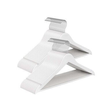 Medinės baltos drabužių pakabos, 30 vnt Medinės baltos drabužių pakabos, 30 vnt
