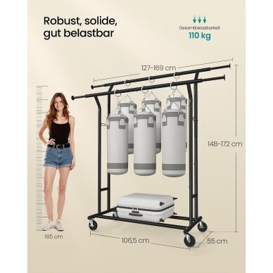 Metalinė drabužių kabykla su ratukais 5 Metalinė drabužių kabykla su ratukais 5