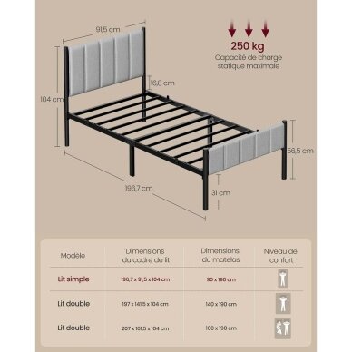Metalinis lovos rėmas, 90 x 190 cm 6 Metalinis lovos rėmas, 90 x 190 cm 6