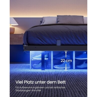 Metalinis lovos rėmas su LED apšvietimu ir elektros lizdais, 160 x 200 cm 6 Metalinis lovos rėmas su LED apšvietimu ir elektros lizdais, 160 x 200 cm 6