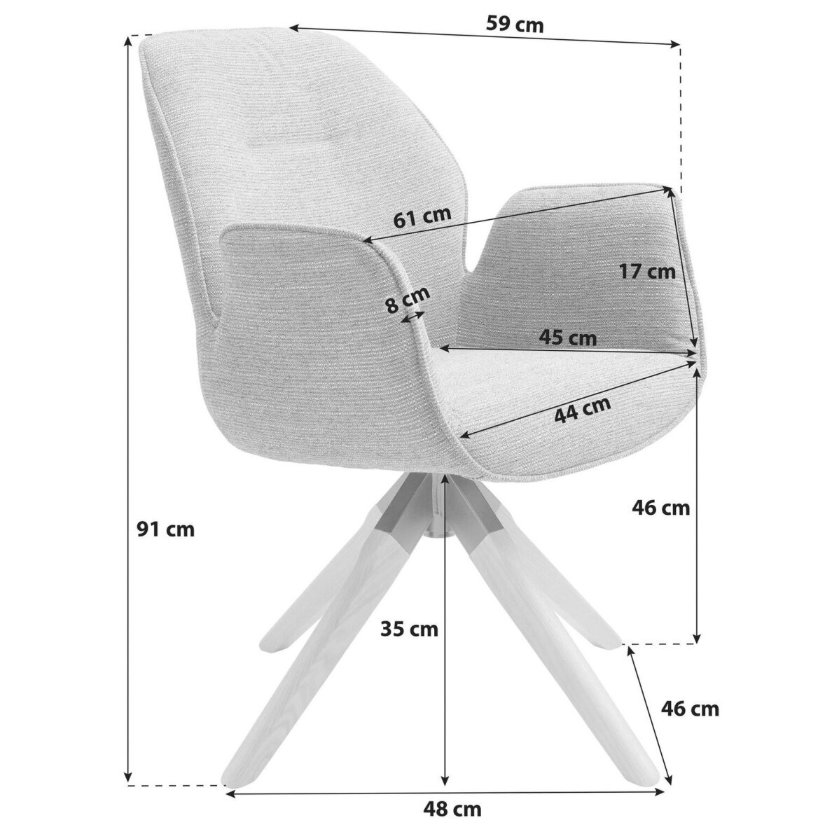 MID.YOU modernios tekstilinės valgomojo kėdės, besisukančios 360°, 2 vnt 3