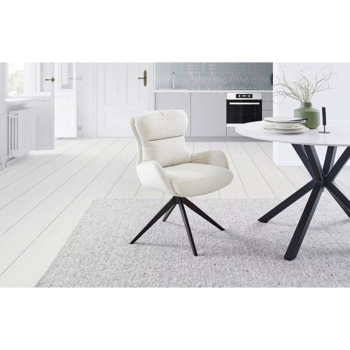 MID.YOU tekstilinės valgomojo kėdės, besisukančios 360°, 2 vnt 1