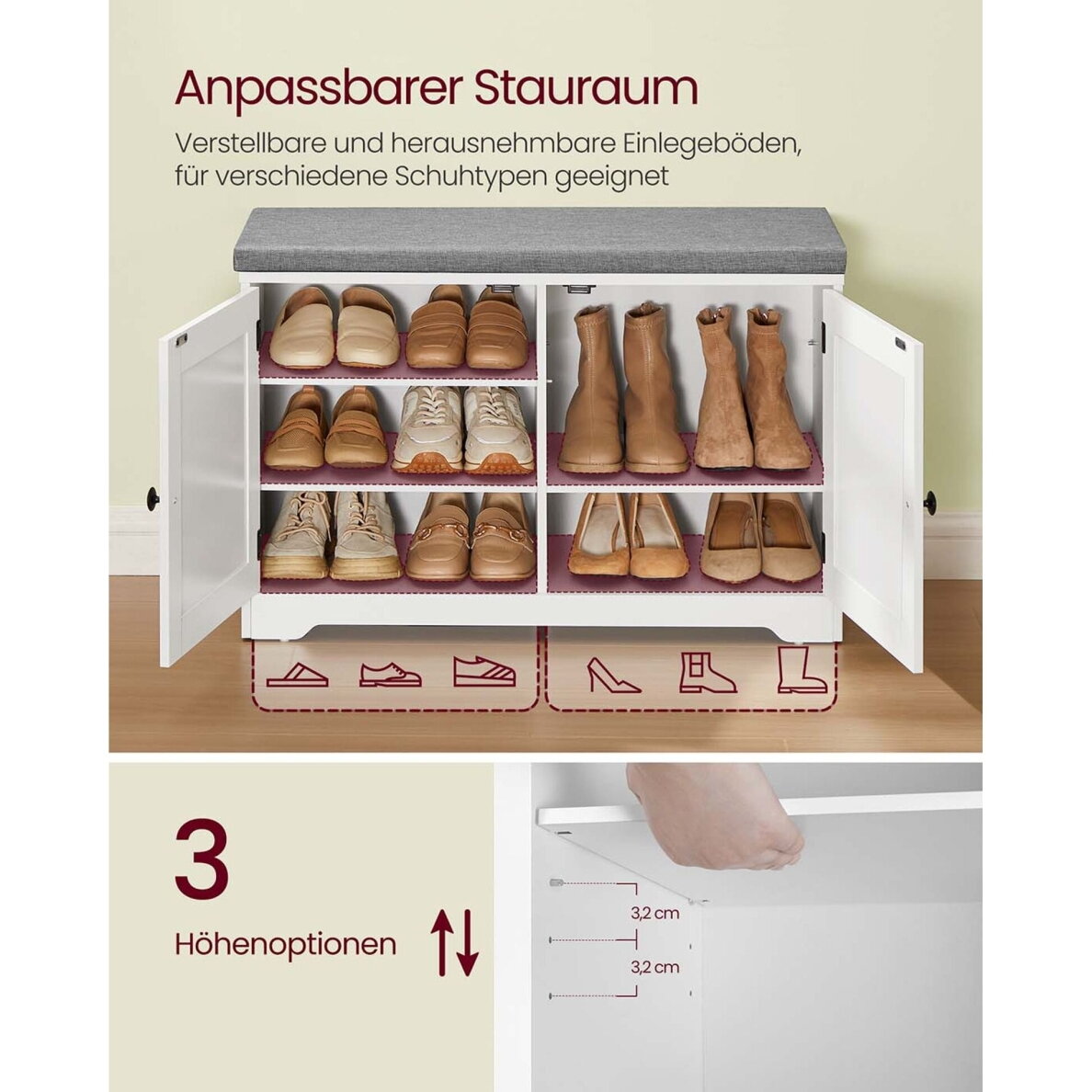 Tradicinio stiliaus minkštasuolis - batų spintelė 3