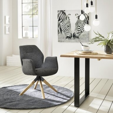 MID.YOU modernios tekstilinės valgomojo kėdės, besisukančios 360°, 2 vnt