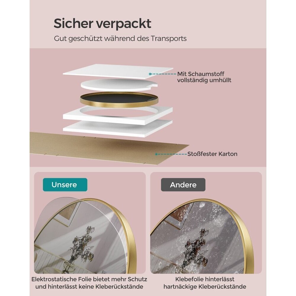 Modernus apvalus veidrodis auksiniu rėmu, Ø 61 cm 4