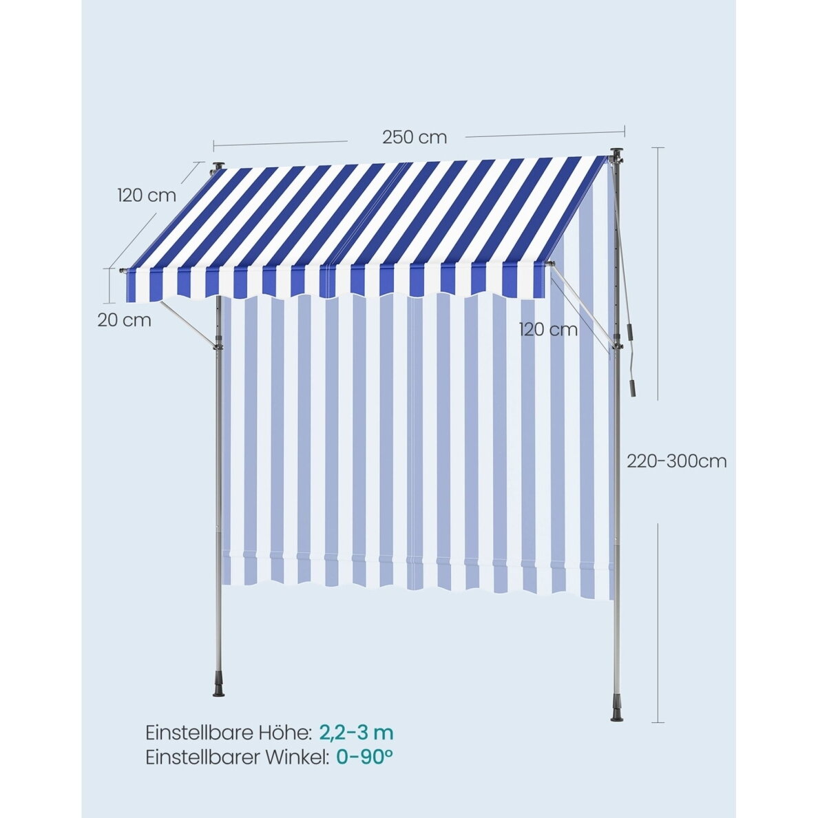 Mobili, rankiniu būdu ištraukiama markizė, 250 x 120 cm (Ekspozicinė prekė) 6 Mobili, rankiniu būdu ištraukiama markizė, 250 x 120 cm (Ekspozicinė prekė) 6