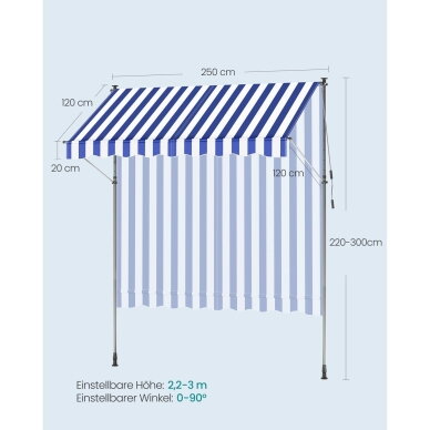 Mobili, rankiniu būdu ištraukiama markizė, 250 x 120 cm (Ekspozicinė prekė) 6 Mobili, rankiniu būdu ištraukiama markizė, 250 x 120 cm (Ekspozicinė prekė) 6