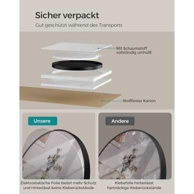 Modernus apvalus veidrodis juodu rėmu, Ø 61 cm 3