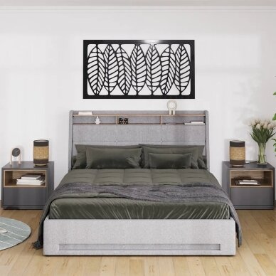 Modernus lovos rėmas su LED apšvietimu ir įkrovimo lizdais CHRISTIN, 160 x 200 cm 3