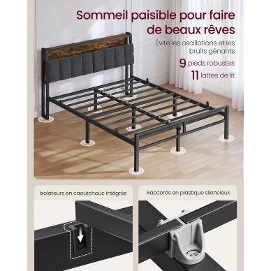 Metalinis lovos rėmas su LED apšvietimu ir įkrovimo lizdais, 140 x 190 cm 7 Metalinis lovos rėmas su LED apšvietimu ir įkrovimo lizdais, 140 x 190 cm 7