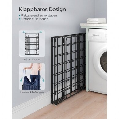 Modernus skalbinių krepšys metaliniu rėmu, 90 l 5 Modernus skalbinių krepšys metaliniu rėmu, 90 l 5