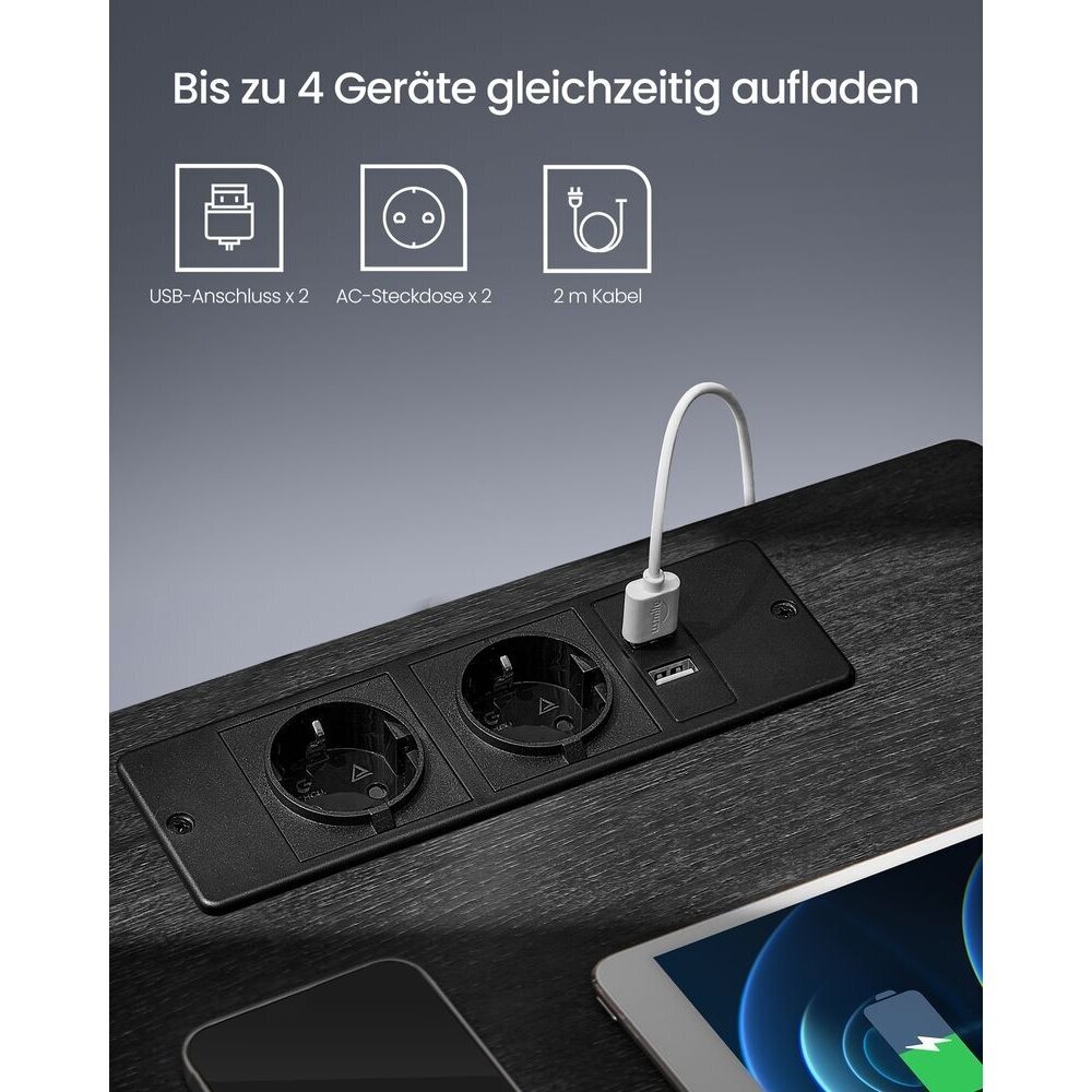 Naktinė spintelė su LED apšvietimu ir elektros lizdais 4