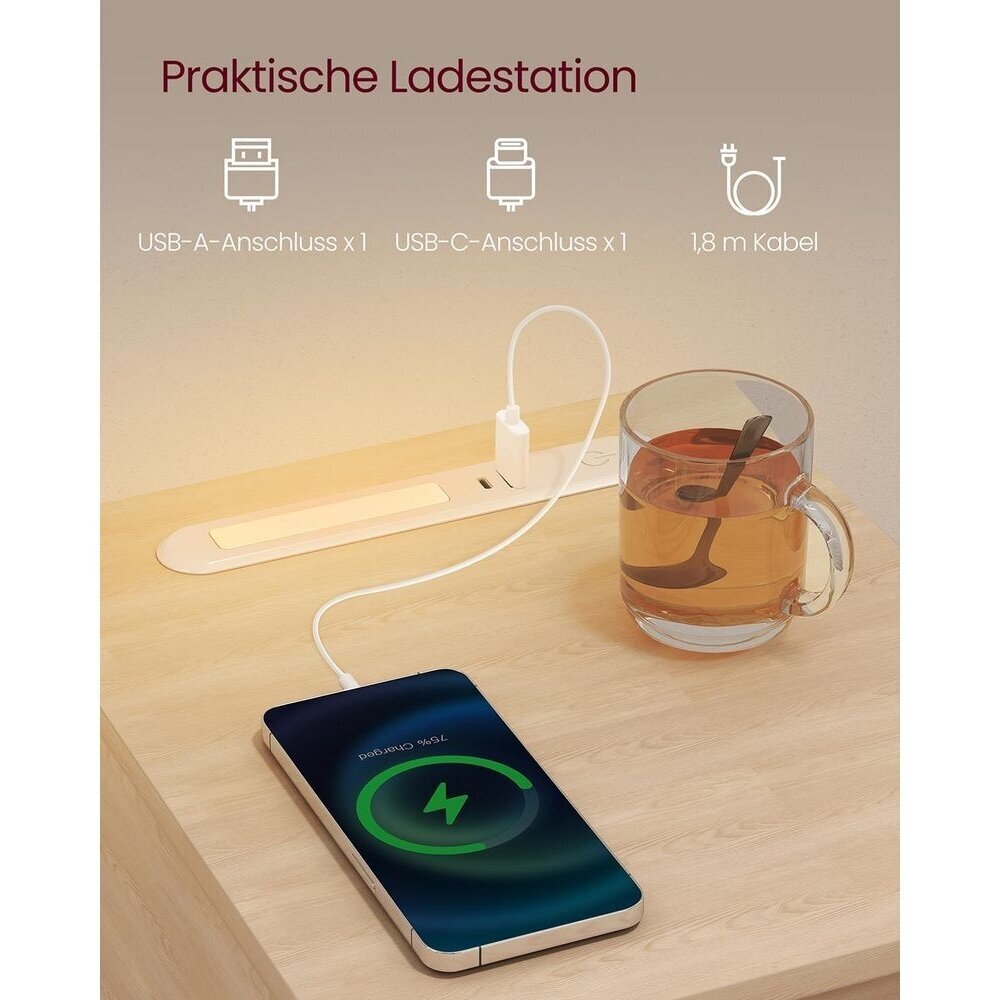 Naktinės spintelės su LED naktine lempute ir USB lizdais, 2 vnt 4 Naktinės spintelės su LED naktine lempute ir USB lizdais, 2 vnt 4
