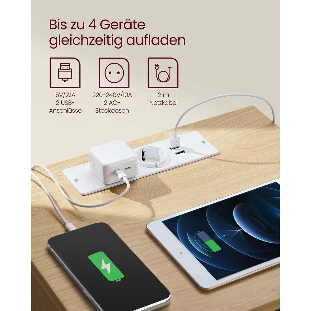 Naktinės spintelės su stalčiais ir elektros lizdais, 2 vnt 4