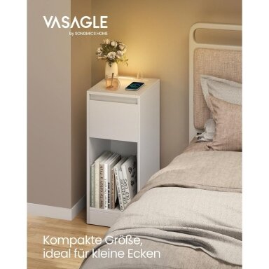 Naktinės spintelės su LED naktine lempute ir USB lizdais, 2 vnt