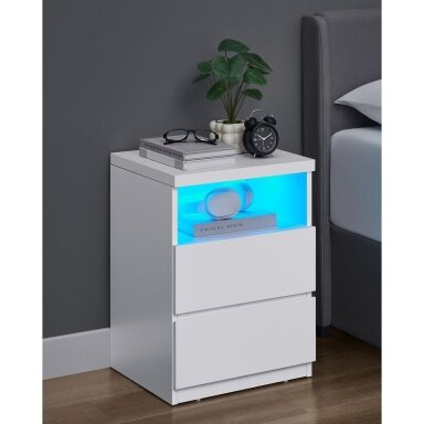 Naktinės spintelės su stalčiais ir LED apšvietimu, 2 vnt