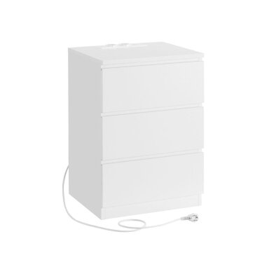 Naktinė spintelė su stalčiais ir elektros lizdu