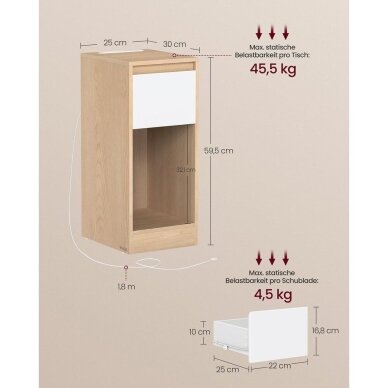 Naktinės spintelės su LED naktine lempute ir USB lizdais, 2 vnt 5 Naktinės spintelės su LED naktine lempute ir USB lizdais, 2 vnt 5