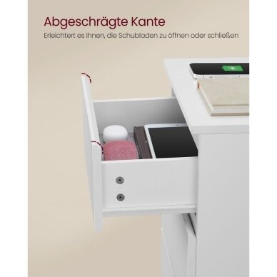 Naktinės spintelės su stalčiais ir elektros lizdais, 2 vnt 5