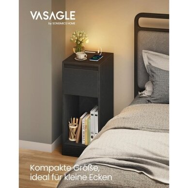 Naktinės spintelės su LED naktine lempute ir USB lizdais, 2 vnt 1