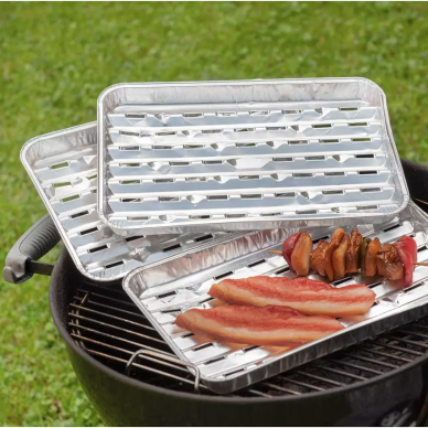BBQ aliuminio folijos padėklų rinkinys griliui, 10 vnt 2 BBQ aliuminio folijos padėklų rinkinys griliui, 10 vnt 2