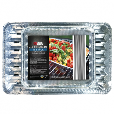 BBQ aliuminio folijos padėklų rinkinys griliui, 10 vnt
