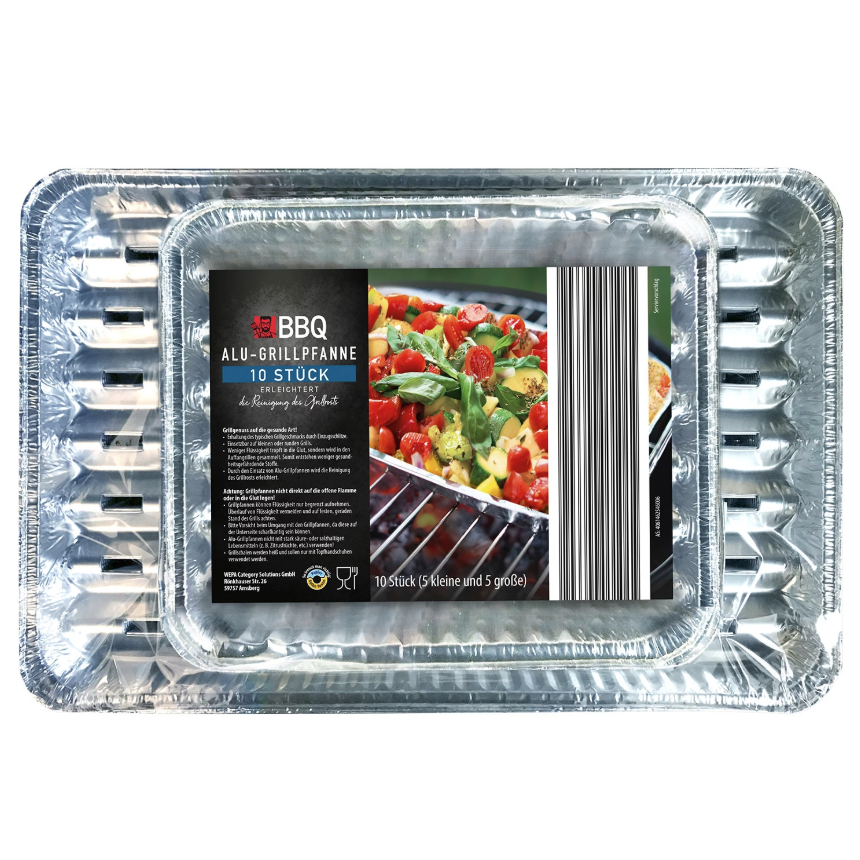 BBQ aliuminio folijos padėklų rinkinys griliui, 10 vnt BBQ aliuminio folijos padėklų rinkinys griliui, 10 vnt
