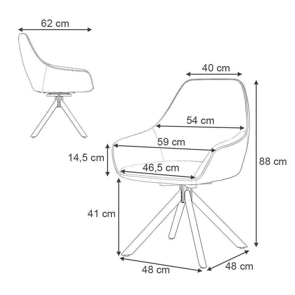 Aksominė valgomojo kėdė ELEGANZA, besisukanti 180° 6