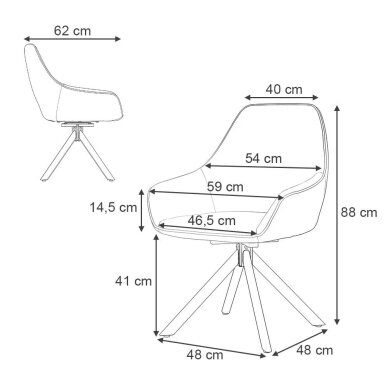 Aksominė valgomojo kėdė ELEGANZA, besisukanti 180° 6 Aksominė valgomojo kėdė ELEGANZA, besisukanti 180° 6