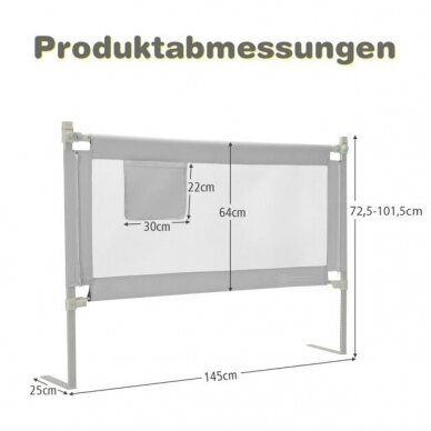 Nuleidžiama lovos apsauga nuo iškritimo, 145 x 72,5/101,5 cm 7 Nuleidžiama lovos apsauga nuo iškritimo, 145 x 72,5/101,5 cm 7