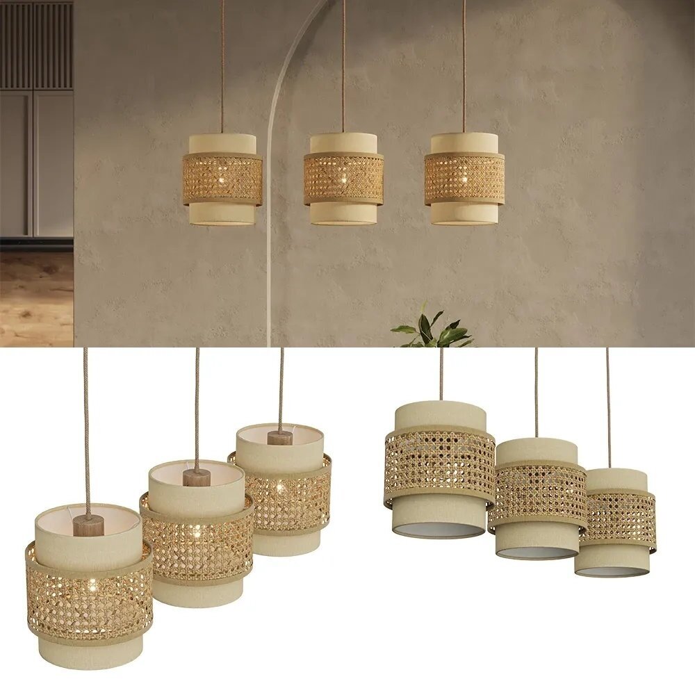 Pakabinamas Boho stiliaus šviestuvas MORTEN, 3 x Ø 20 cm, 60 W 4 Pakabinamas Boho stiliaus šviestuvas MORTEN, 3 x Ø 20 cm, 60 W 4