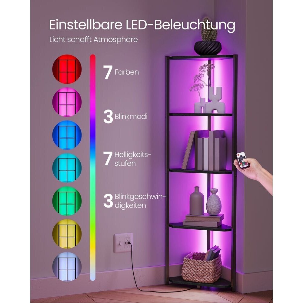 Pastatoma 5 pakopų kampinė lentyna su LED apšvietimu 2 Pastatoma 5 pakopų kampinė lentyna su LED apšvietimu 2