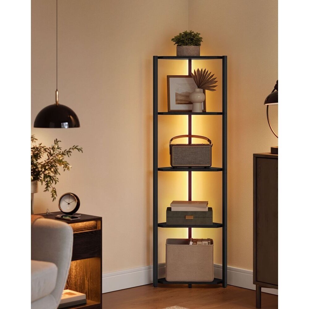 Pastatoma 5 pakopų kampinė lentyna su LED apšvietimu 1 Pastatoma 5 pakopų kampinė lentyna su LED apšvietimu 1