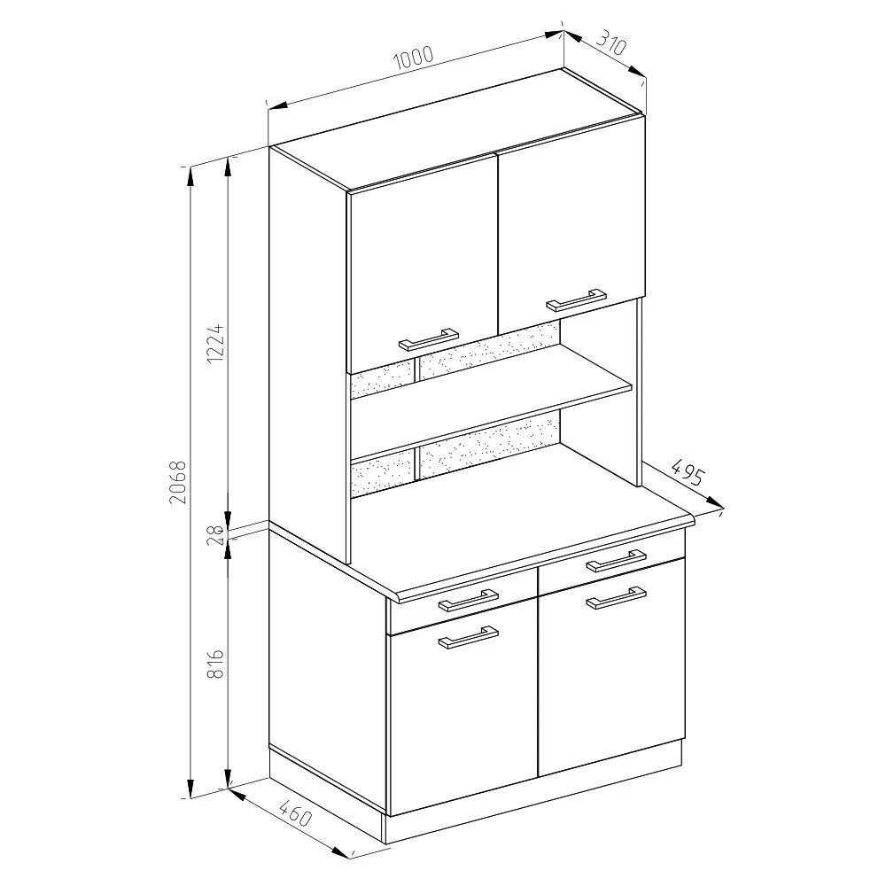 Pastatoma spintelė su durelėmis ir stalčiais R-LINE 6 Pastatoma spintelė su durelėmis ir stalčiais R-LINE 6