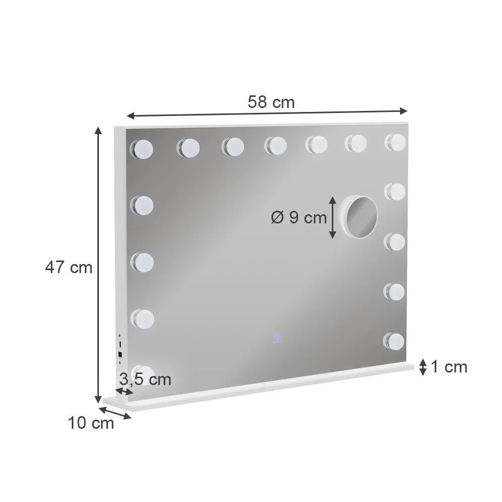 Pastatomas - pakabinamas kosmetinis veidrodis su LED apšvietimu GRETA, 47 x 58 cm 7 Pastatomas - pakabinamas kosmetinis veidrodis su LED apšvietimu GRETA, 47 x 58 cm 7