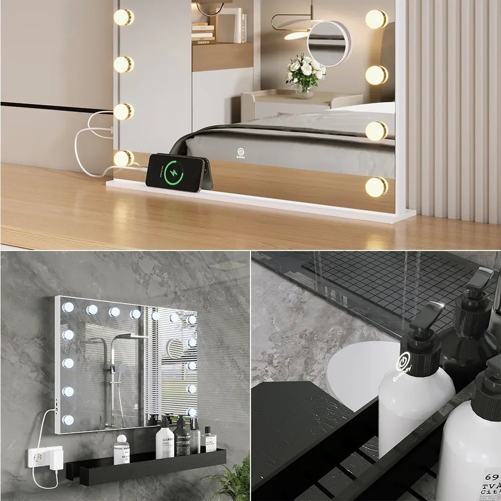 Pastatomas - pakabinamas kosmetinis veidrodis su LED apšvietimu GRETA, 47 x 58 cm 2 Pastatomas - pakabinamas kosmetinis veidrodis su LED apšvietimu GRETA, 47 x 58 cm 2